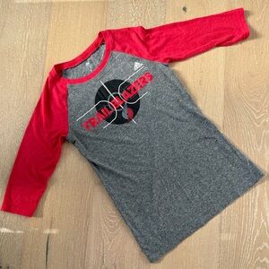 Adidas. Size S. Portland trailblazers basketball team logo 3/4 sleeve tee.